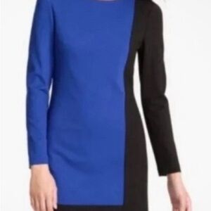 Trina Turk Blue & Black Color Block Long-sleeve Dress - Women’s 10